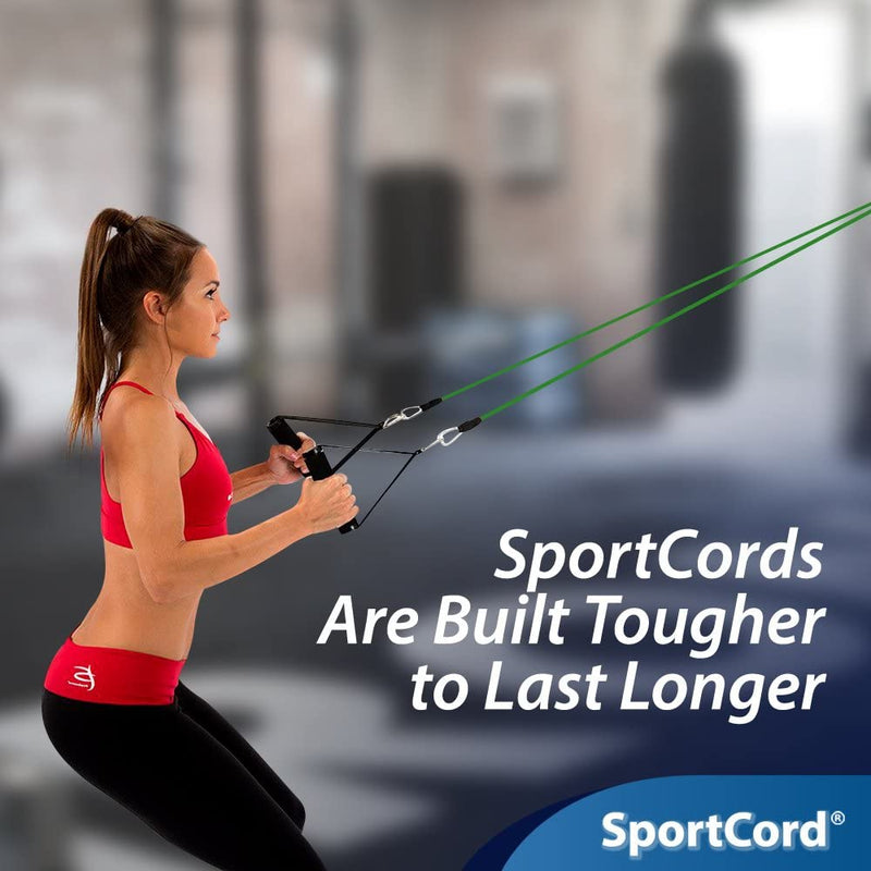 SportCord Resistance Band Workout Set - 7 Piece Bungee Cord Fitness System for Home, Office & Travel